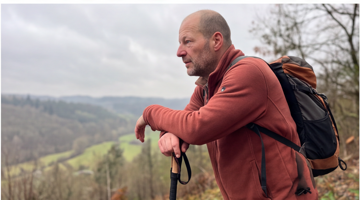 rothwild steinbock trekkingstoecke carbon während der Nutzung