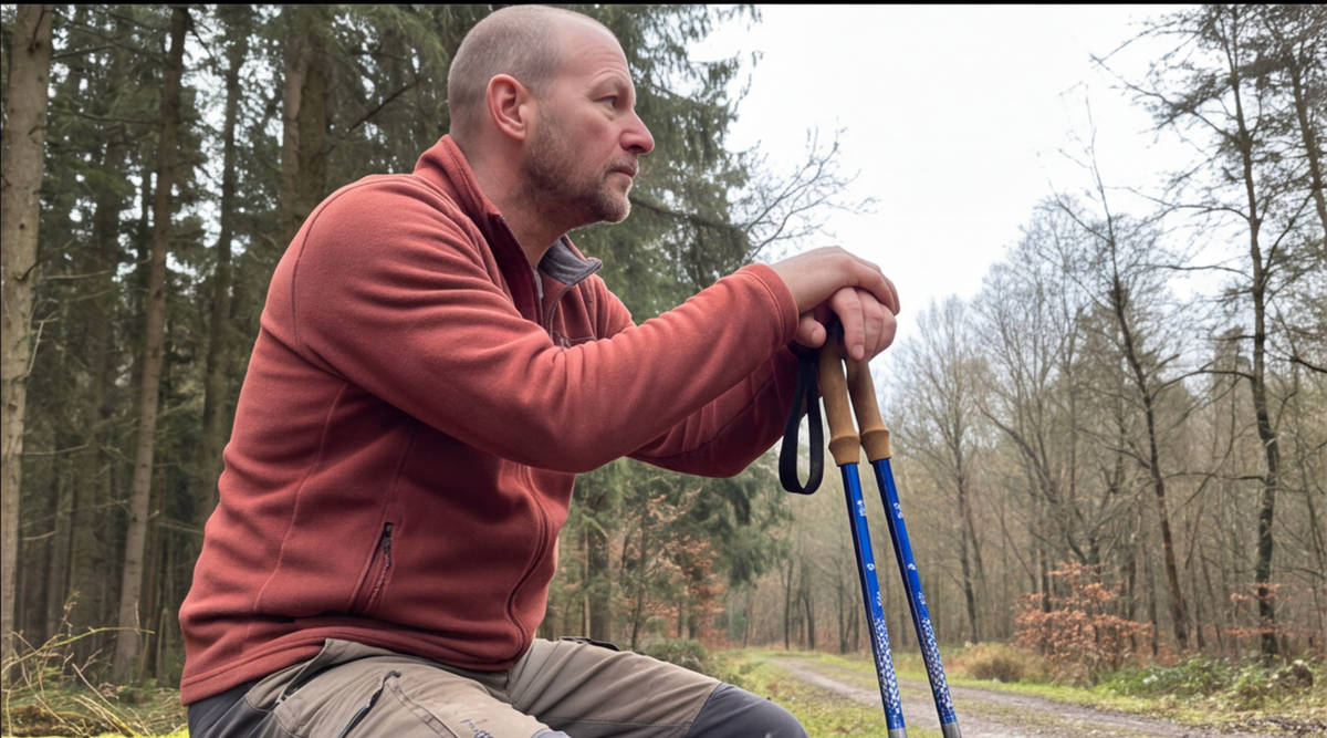 trekology trek z wanderstock aus aluminium Detailansicht beim Testen